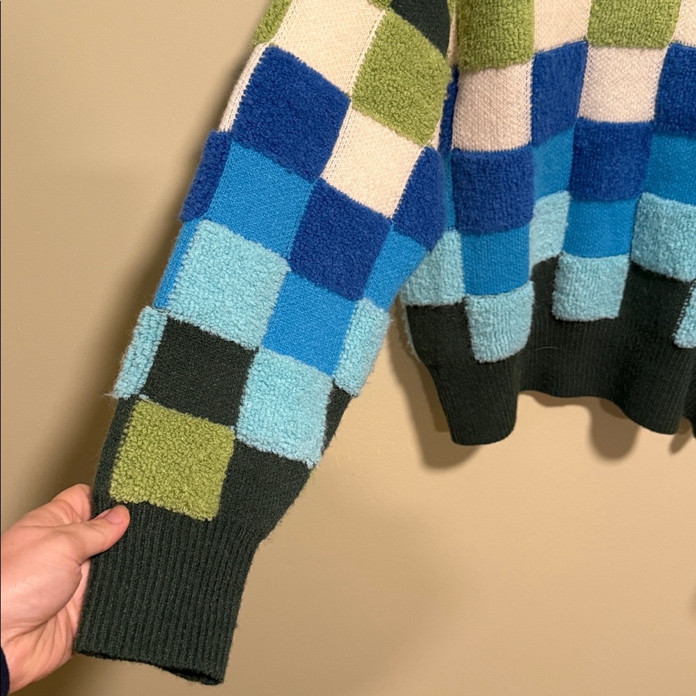 REPOSH &Merci Green and Blue Checkered Sweater in Size Medium - Picture 5 of 14